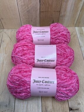Juicy Couture Luxe Velour Mini Yarn Free Love 3 Pack New 262yd Skein